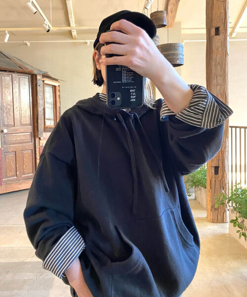 「JOURNAL STANDARD LUXE」 プルオーバーパーカー FREE ブラック レディース_画像4