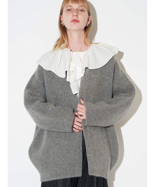 【極美品】エレンディークELENDEEKCNラクーンミックスダブルカーディガン ELENDEEK（エレンディーク） カーディガン CNラクーンミックスダブル