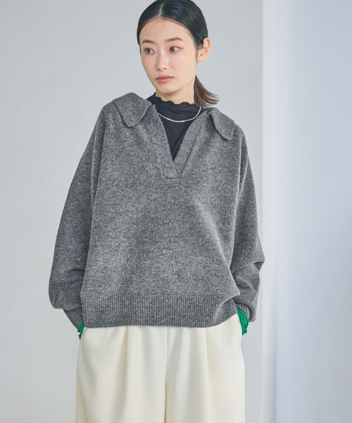 アキページ LAKOLE（ラコレ） ニット セーター 7ゲージ襟付スキッパーニットプル