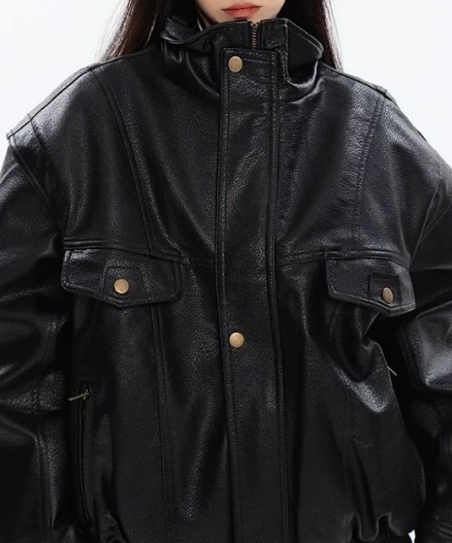 CELENA BEATS ブルゾン アウター オーバーサイズ フェイクレザー