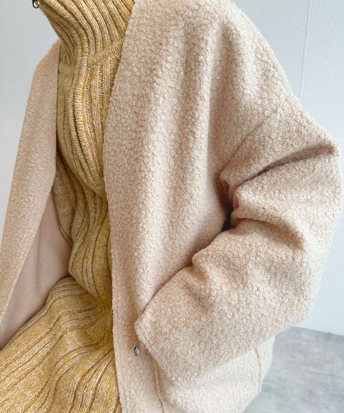 「w closet」 ノーカラージャケット FREE カーキ レディース_画像7