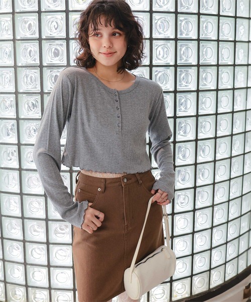 STONE  ヘンリーネック ロングスリーブ titivate（ティティベイト） ヘンリーネック tシャツ コンパクト