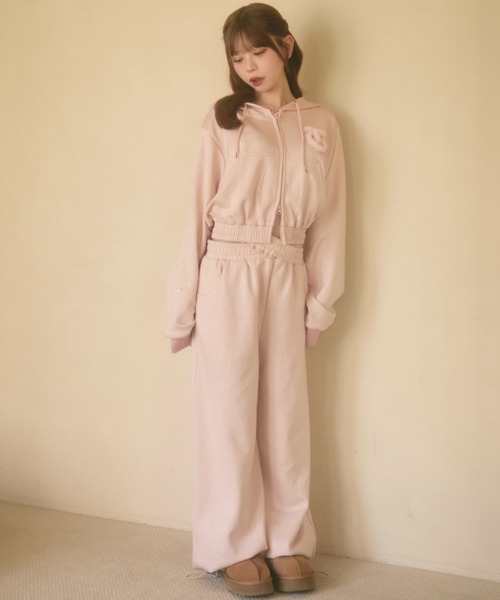 スウェットパンツ ジャージ ラメクロススウェットパンツ レディースの画像