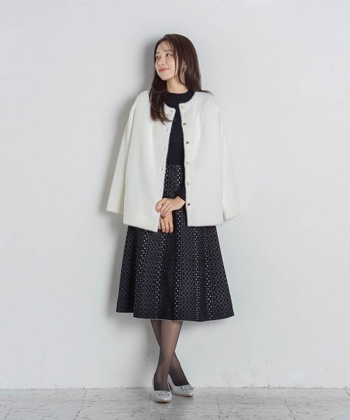 「QUEENS COURT」 ニットカーディガン M グレー レディース_画像6