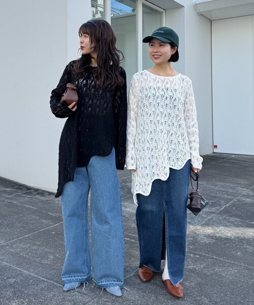 WILLOW tシャツ 「willow」アシメレースチュニック レディース