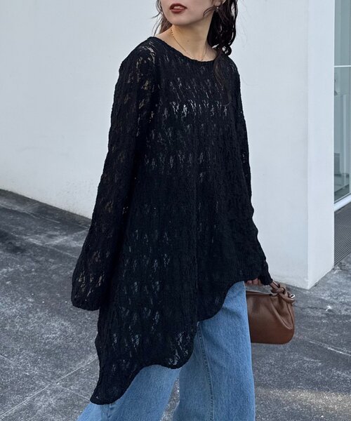 WILLOW tシャツ 「willow」アシメレースチュニック レディース