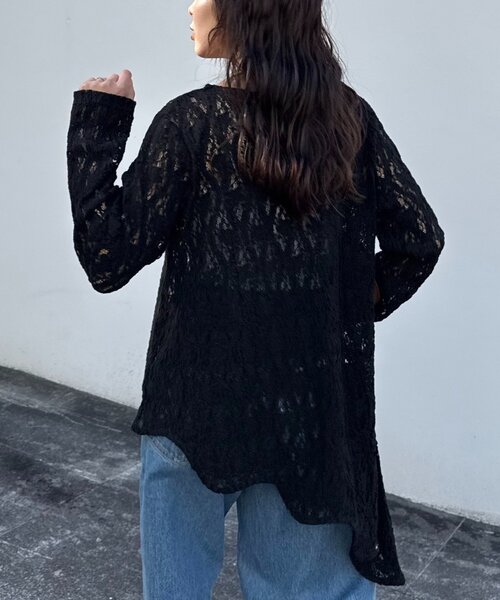 WILLOW tシャツ 「willow」アシメレースチュニック レディース