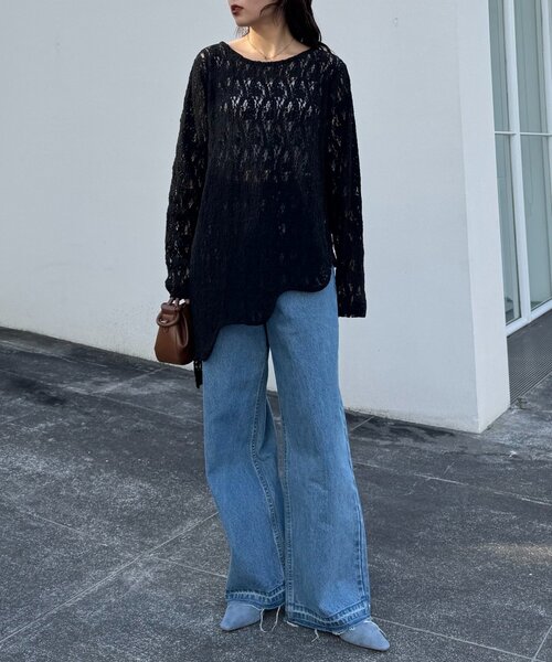 WILLOW tシャツ 「willow」アシメレースチュニック レディース