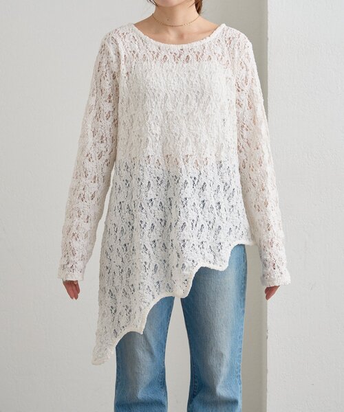ciaopanic typy アシメレースチュニック　完売　ホワイト WILLOW tシャツ 「willow」アシメレースチュニック レディース