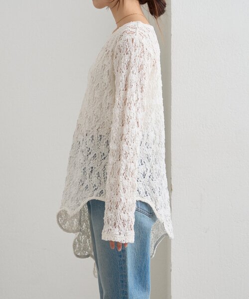 WILLOW tシャツ 「willow」アシメレースチュニック レディース