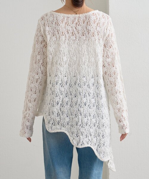 WILLOW tシャツ 「willow」アシメレースチュニック レディース