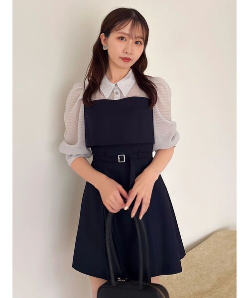 ワンピース 2WAYボウタイレイヤードミニワンピースの画像