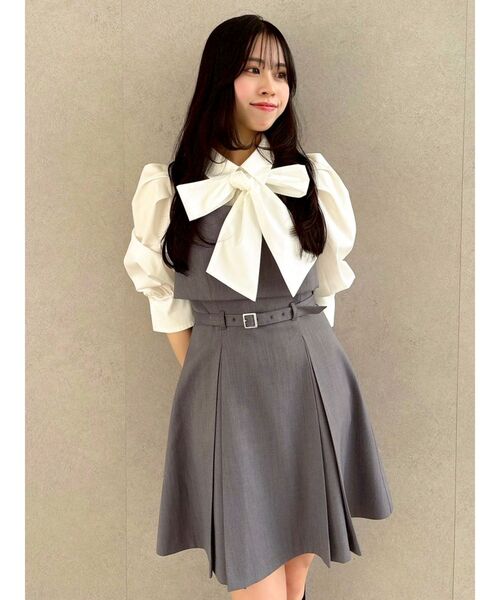 ワンピース 2WAYボウタイレイヤードミニワンピースの画像