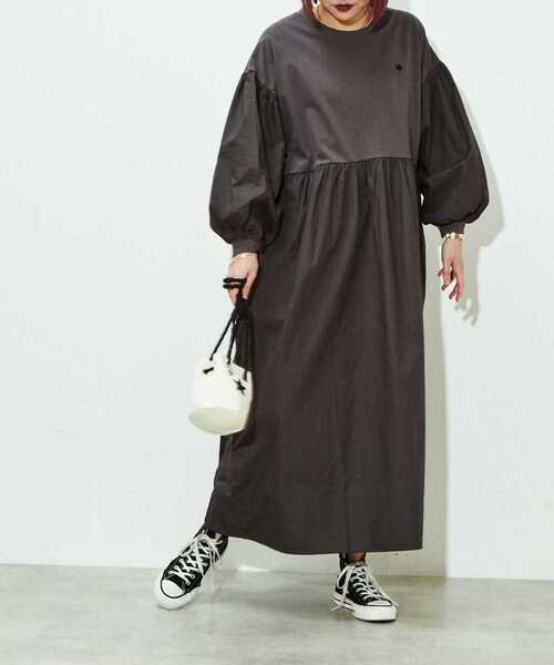 「CONVERSE TOKYO」 ドッキングワンピース FREE チャコールグレー レディース_画像3