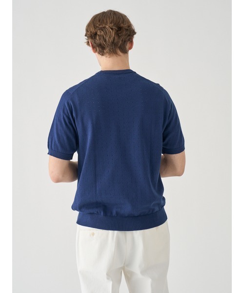 セーター ニット コットン アイレット柄ニットTシャツ メンズの画像
