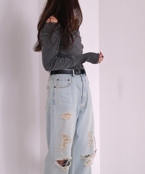 AKTE（アクテ） tシャツ アシンメトリーギャザーカットソープル