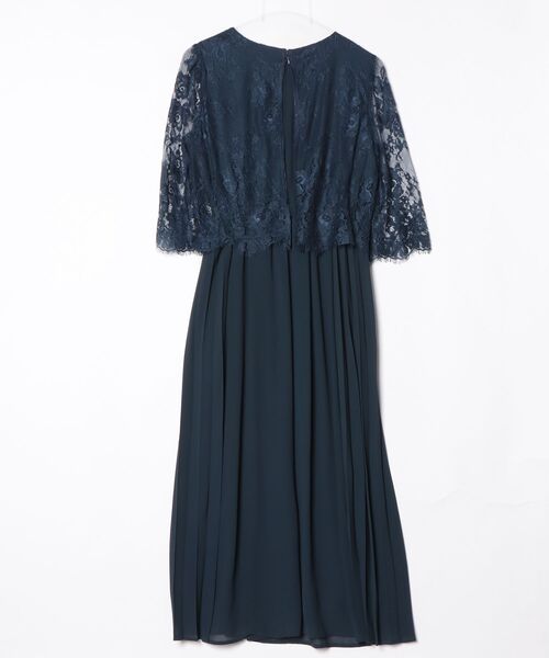 「PourVous」 7分袖ワンピース M ネイビー レディース_画像2