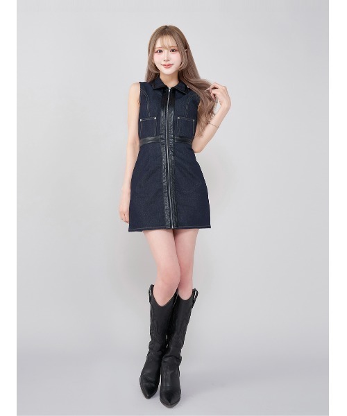 「Darich」 シャツワンピース - インディゴブルー レディースの画像