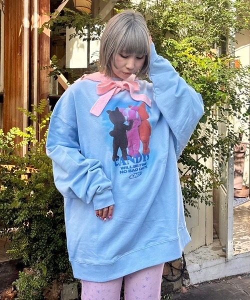 「Candy Stripper」 長袖ワンピース 2 ライトブルー レディース_画像8