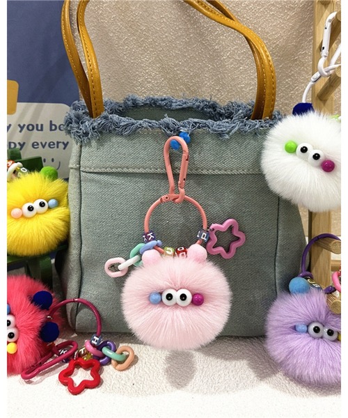 CHEER（チアー） キーホルダー もこもこモンスターファーチャーム