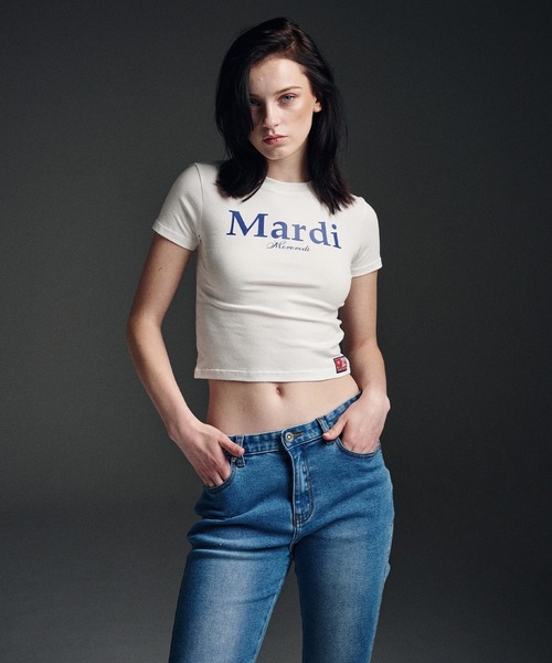 「Mardi Mercredi」 半袖Tシャツ FREE ホワイト×ネイビー レディース_画像4