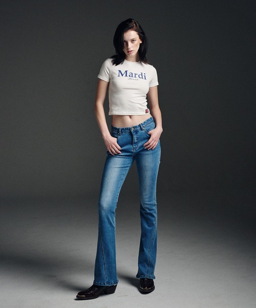 「Mardi Mercredi」 半袖Tシャツ FREE ホワイト×ネイビー レディース_画像5