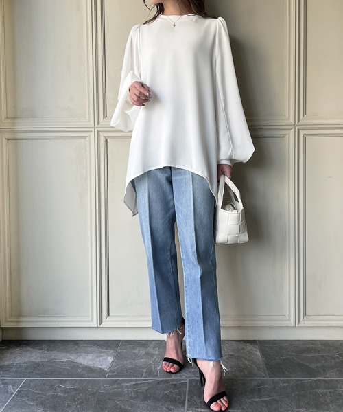 「junoah」 長袖ブラウス MEDIUM ブラック レディース_画像6