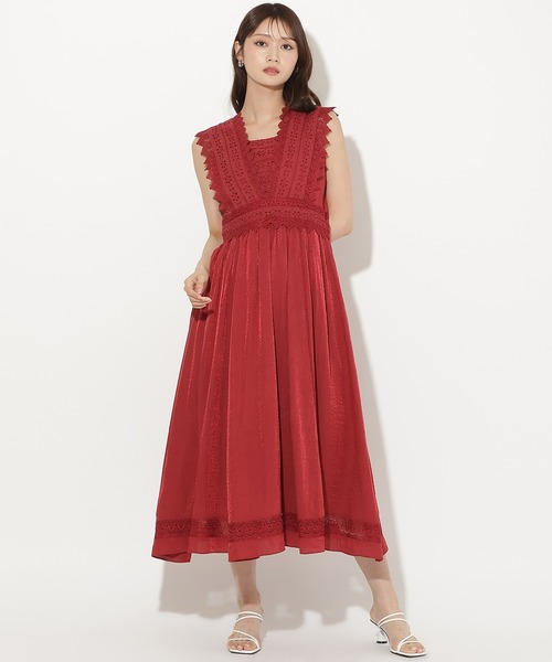 AND COUTURE（アンドクチュール） ワンピース 夏 Vネックレーストリム