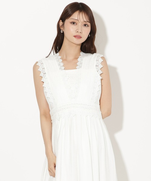 AND COUTURE（アンドクチュール） ワンピース 夏 Vネックレーストリム