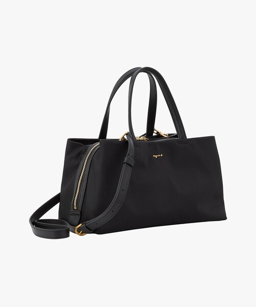新品★アニエスベーagnes b.ロゴナイロン2wayトートバッグ黒★ agnes b.（アニエスベー） トートバッグ 小さめ ナイロン 2way