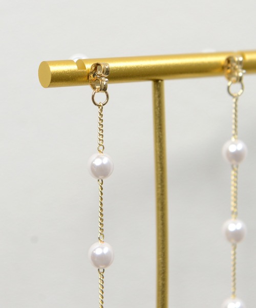 shopnikoniko ピアス 5連 パールピアス 揺れる 両耳 レディース