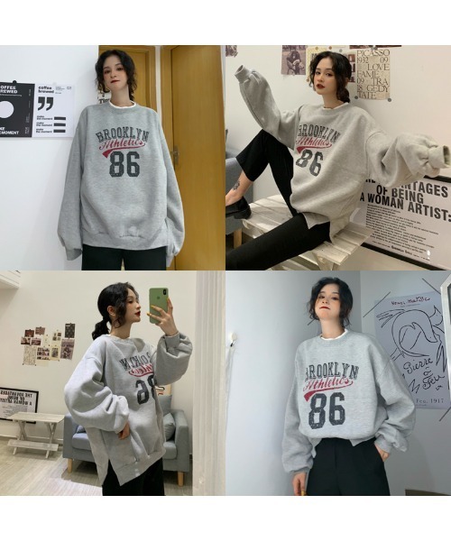 DEVICE トレーナー スウェット 韓国風 BROOKLYN ブルックリン プリント  