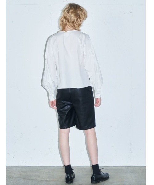 MIDIUMISOLID パンツ for Ladies シンセティックレザーハーフ
