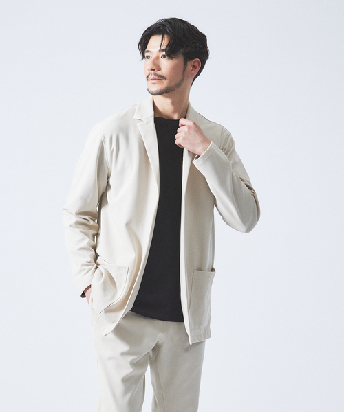 【ネイビー】【セットアップ対応】ハイストレッチ ジョーゼット カーディガン/ジャケット ABAHOUSE｜【セットアップ対応】ハイストレッチ ジョーゼット