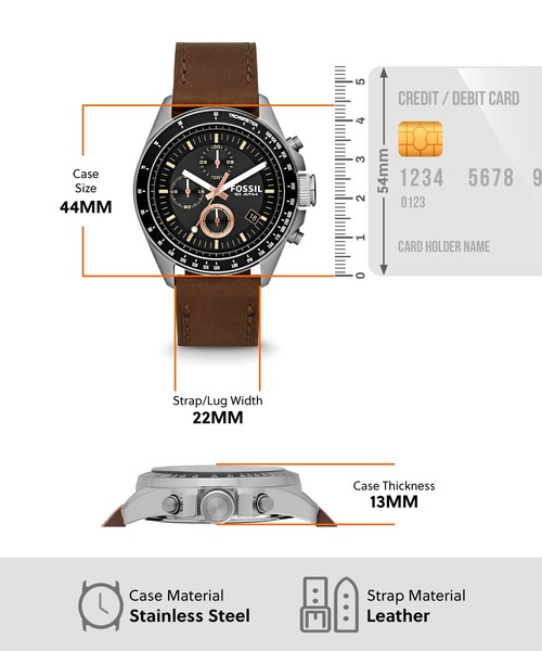 値下げ　未使用品　FOSSIL 腕時計 DECKER CH2885 Decker Chronograph Brown Leather Watch - CH2885 - Fossil