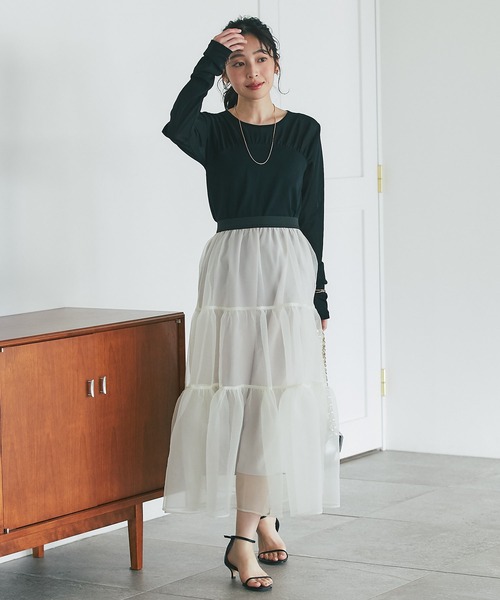 最終価格☆完売品！ラブティックボンボン　シアーオーガンジーティアードスカート La boutique Bonbon スカート 「3サイズ展開・新色登場