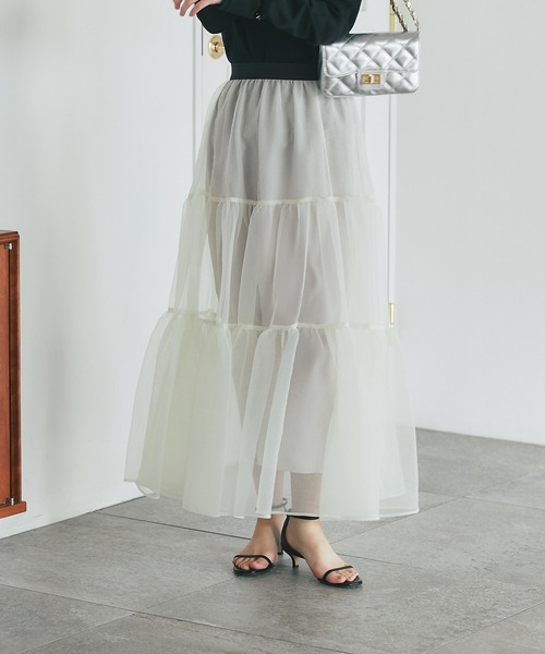 La boutique BonBon ティアードが華やかなニットスカート La boutique Bonbon スカート 「3サイズ展開・新色登場