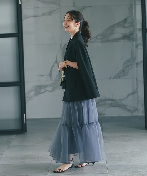 スカート 「3サイズ展開・新色登場！」シアーオーガンジーティアード  