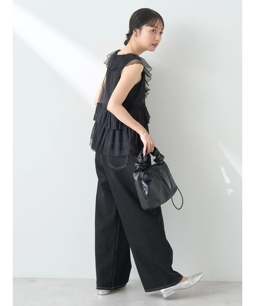 ベスト ジレ 「ZOZO限定」チュールフレンチジッパーベスト レディース ベスト ジレ Vネックフリルチュールベスト レディース