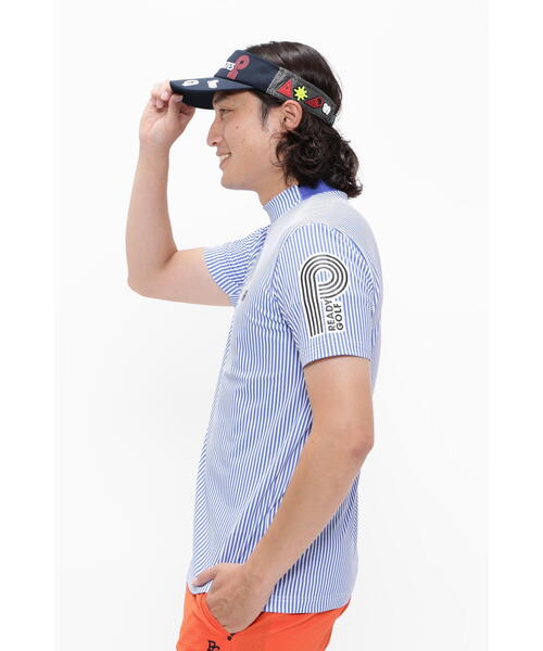 PEARLY GATES ストライプ 半袖モックネックシャツ PEARLY GATES tシャツ 「PEARLY GATES」ポリエステルベア