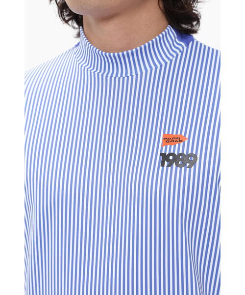 PEARLY GATES ストライプ 半袖モックネックシャツ PEARLY GATES tシャツ 「PEARLY GATES」ポリエステルベア