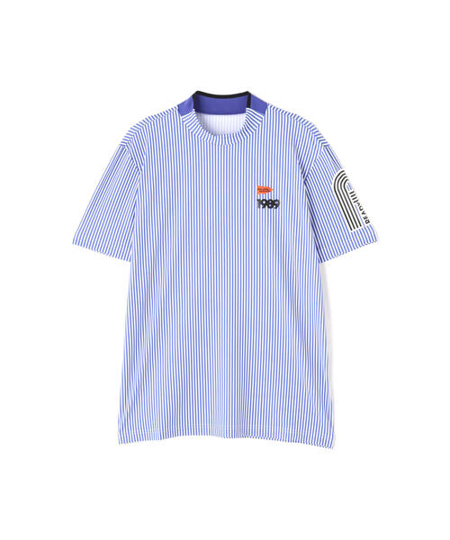 PEARLY GATES ストライプ 半袖モックネックシャツ PEARLY GATES tシャツ 「PEARLY GATES」ポリエステルベア