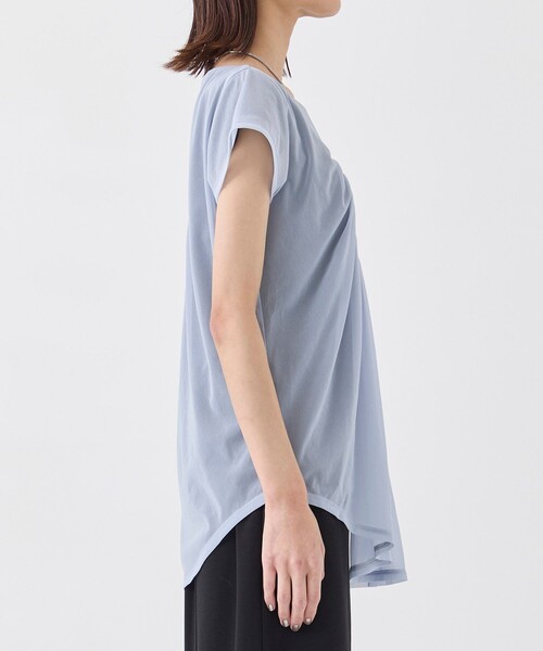 tシャツ シフォンレイヤードギャザートップス｜ウォッシャブル/オフィスカジュアル レディース セール】シフォンレイヤードギャザートップス｜ウォッシャブル