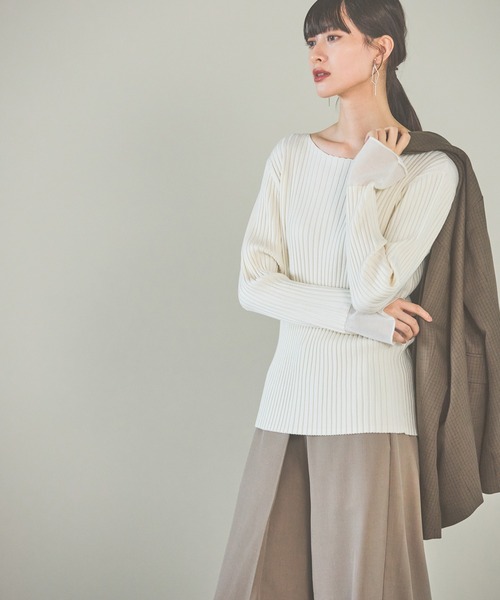 LAKOLE（ラコレ） ニット セーター 12ゲージリブ袖シアープルオーバー