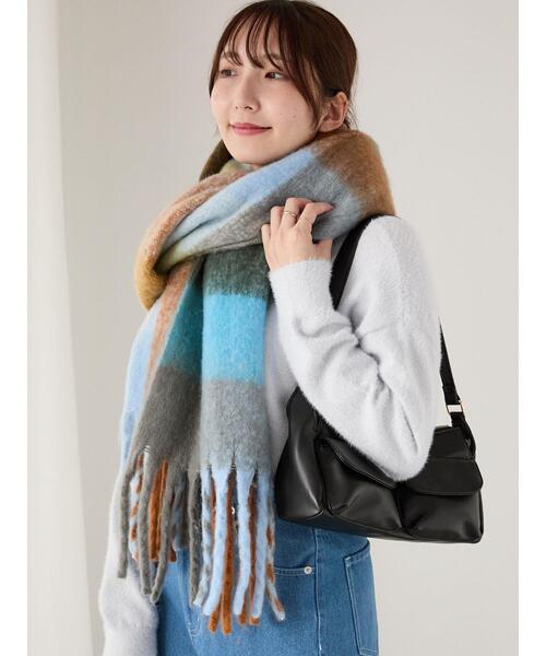 在庫処分 激安 食品 TERRASSE chichi Te ストール チェック柄フリンジ マフラー 小物