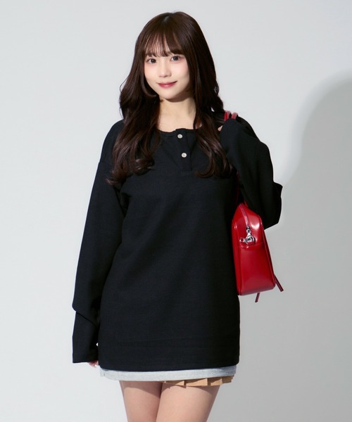 vallad V.HENRY NECK L/S 黒 L サーマル/ヘンリーネック
