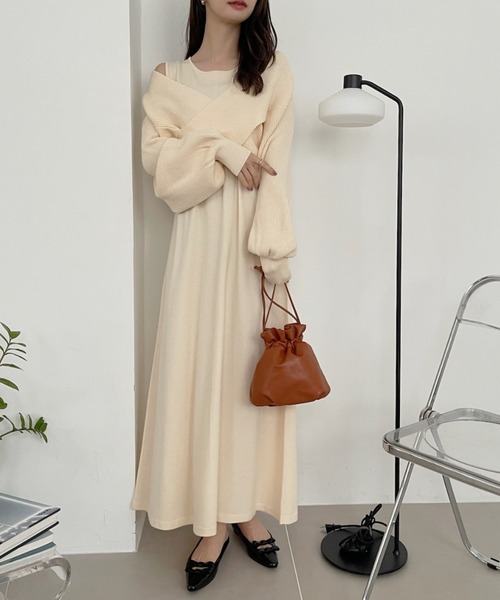 Ada. ワンピース アンサンブル クロスニット ノースリーブ ワンピース