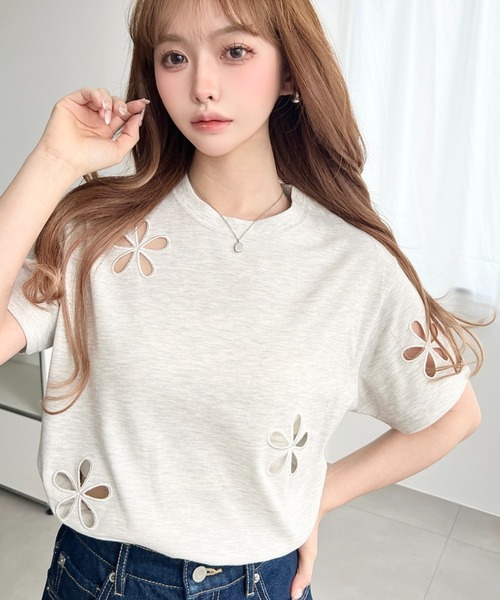 moment+ tシャツ フラワー刺繍半袖Tシャツ レディース : ZOZOTOWN