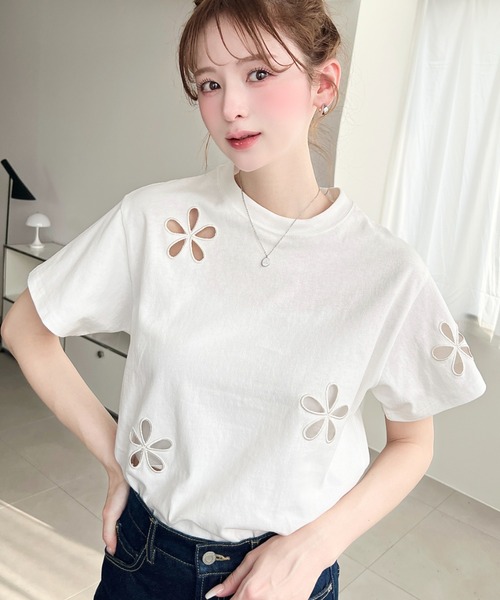 moment+ tシャツ フラワー刺繍半袖Tシャツ レディース : ZOZOTOWN