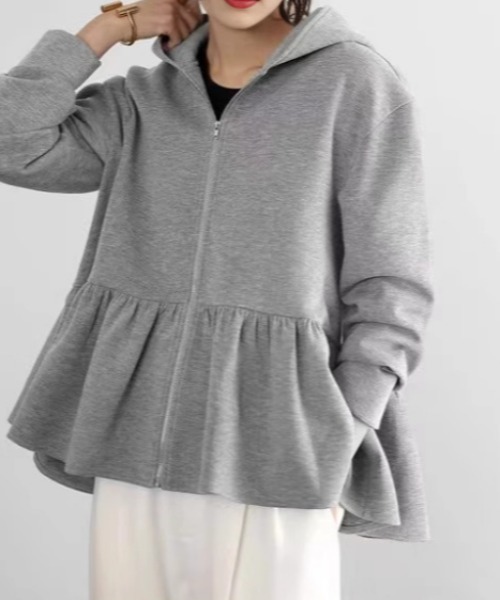 deux amour ジャケット テーラードジャケット フリル使いジップ